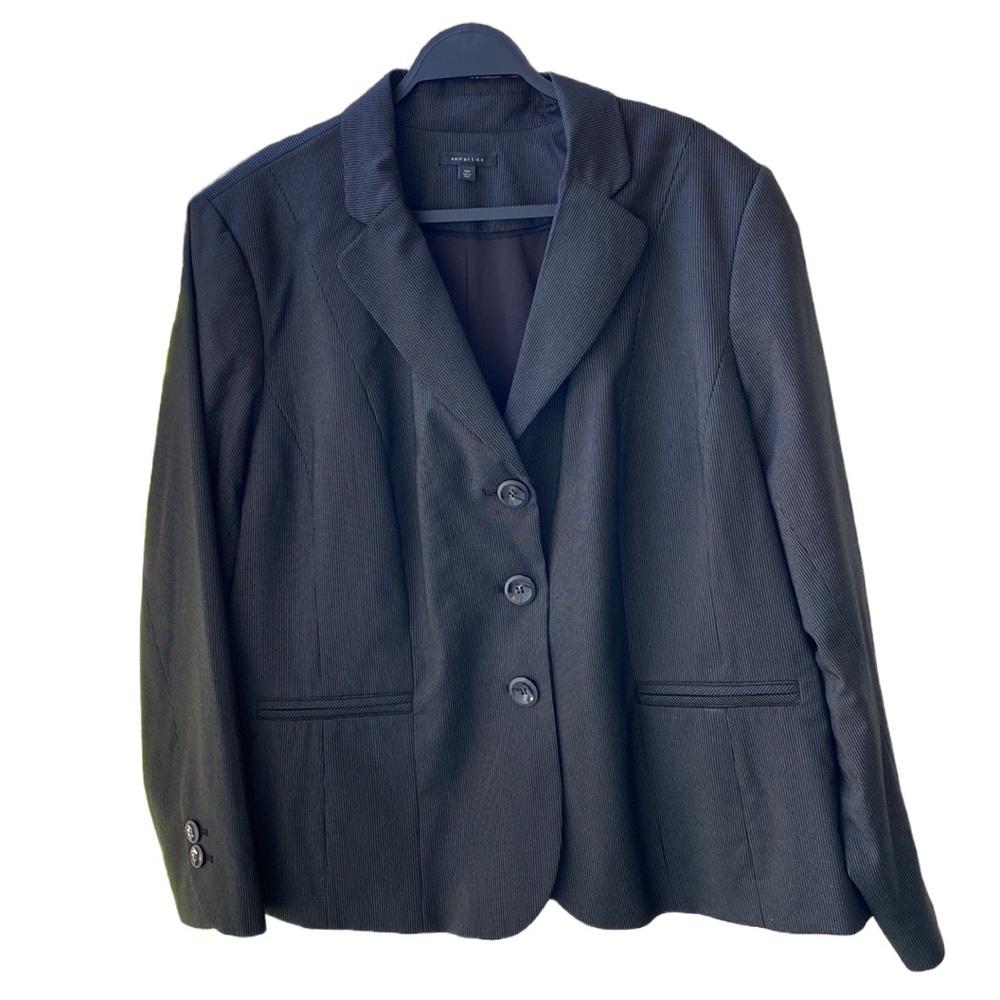 🖤 Semantiks Nordstrom Lined 2-Button Stretch Blazer/Jacket, Black Pinstripe 20W